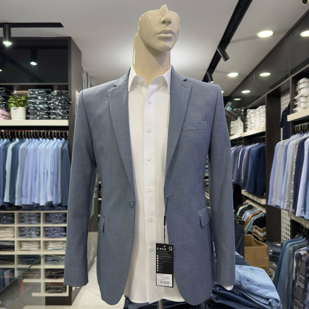 Áo blazer nam áo vest nam Owen màu xám regular fit 1 khuy cao cấp BL241352