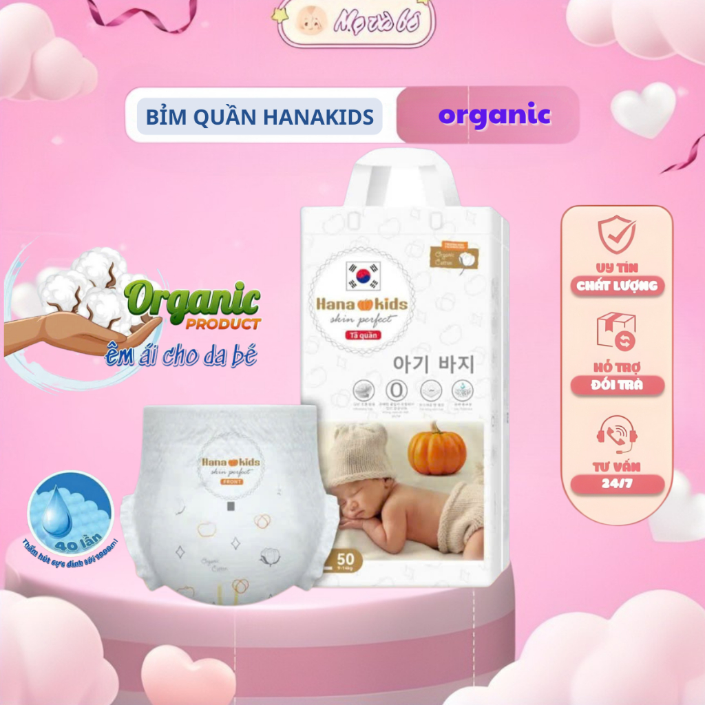  Bỉm quần Hana Kids mỏng nhẹ dịu êm cho em bé đủ size M đến 4XL 
