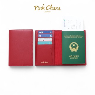 Bao Da Passport Hộ Chiếu PINK OHARA Da Bò Thật