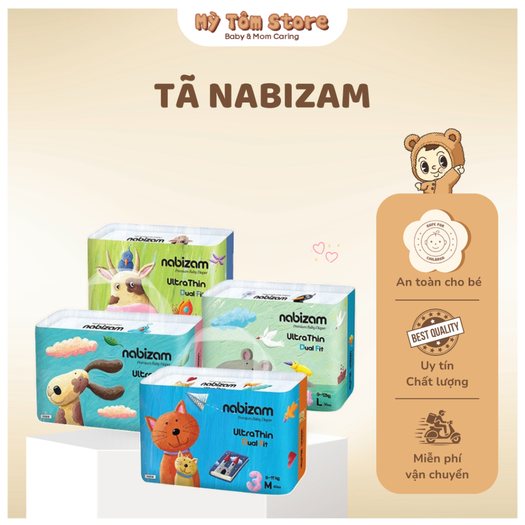 Bỉm Dán/ Bỉm Quần Nabizam Ultra Thin - Signature Summner Nội Địa Hàn,Thấm Hút Tốt | Mỳ Tôm Store