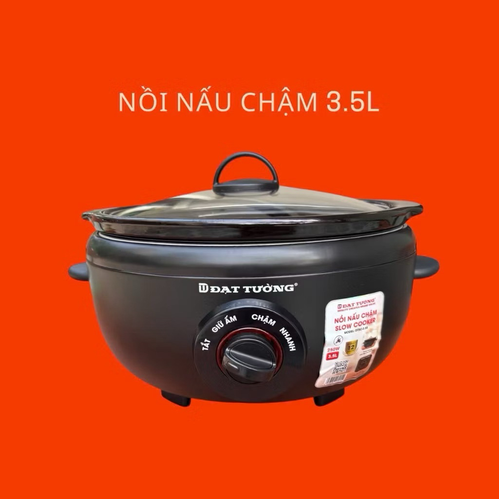 Nồi Kho Cá, Kho Thịt, Ninh Cháo, Hầm Chậm Đạt Tường 3,5L màu đen