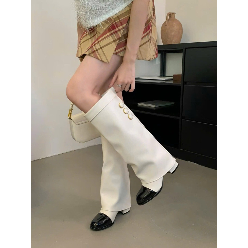 HÀNG CÓ SẴN GIAO NGAY🎀Ballet Belle🎀 Bốt Da Chiến Binh Mijili Ống Đứng Cao 3 Khuy Mũi Đen Có Gót 5cm MJL Cổ Điển C9717-1 | BigBuy360 - bigbuy360.vn