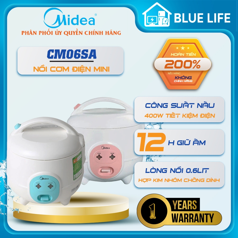 Nồi Cơm Điện Mini Midea CM06SA – Dung Tích 0.6 Lít, 400W, Cho 1–2 Người Ăn, Hàng Chính Hãng