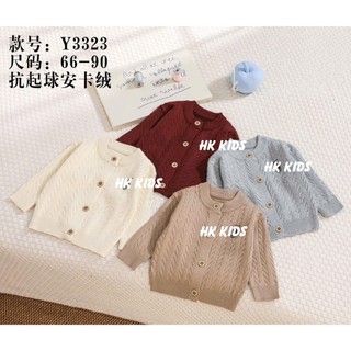 Y3323-Áo len cho bé HK KIDS, áo khoác len dài tay Quảng Châu kiểu cài cúc cao cấp size cho bé 0-3 tuổi