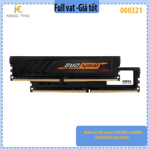 Ram GeIL EVO Spear 16GB DDR4 3200MHz (GSB416GB3200C16BSC) – DIMM Desktop – Heatsink – XMP – chính hi