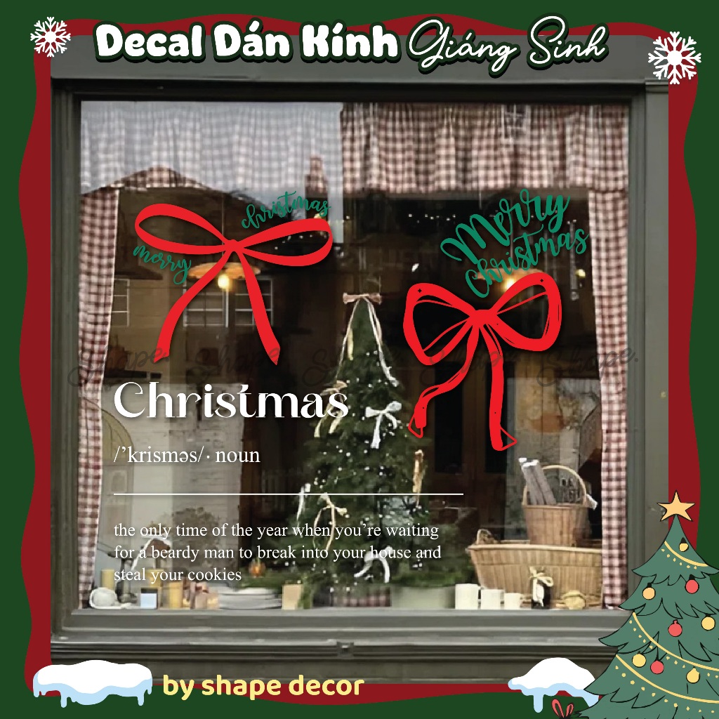 Decal dán kính Noel Christmas Dán Kính – Trang Trí Cửa Hàng Cuối Năm