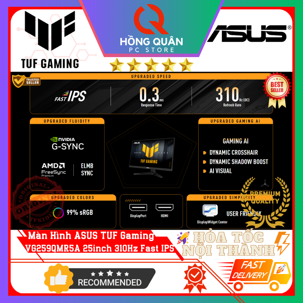 Màn Hình ASUS TUF Gaming VG259QMR5A 25inch 310Hz Fast IPS 0.3ms GtG GSync Speaker New - Hàng Chính Hãng Bảo Hành 3 Năm | BigBuy360 - bigbuy360.vn