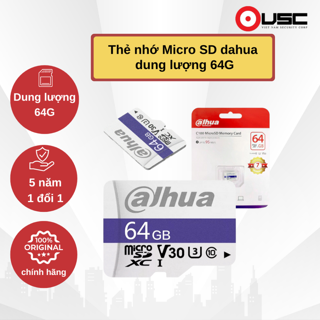 Thẻ Nhớ  64GB – MicroSDXC, Bảo hành chính hãng 5 năm, tùy chọn thẻ nhớ khác kioxia và exascend