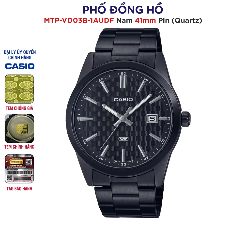 Đồng hồ nam dây kim loại Casio Anh Khuê MTP-VD03B-1AUDF chính hãng