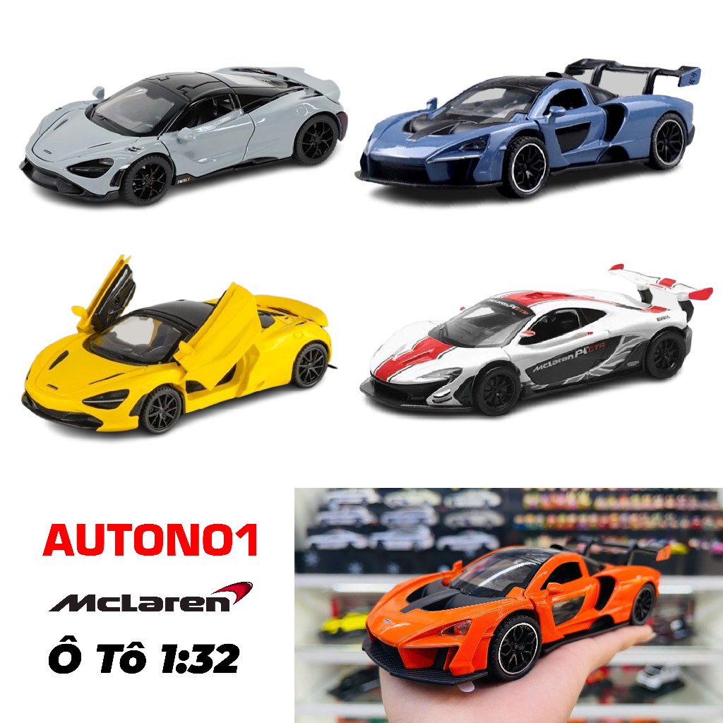 Mô hình xe Mclaren 720S, 675LT, 765LT, Senna GTR tỉ lệ 1:32 bằng kim loại có âm thanh