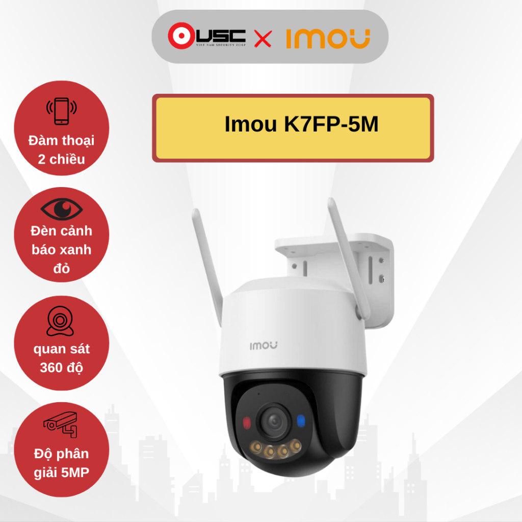 Cam ngoài trời Camera IMOU IPC-K7FP-5H0WE Cruiser SC đèn cảnh báo xanh đỏ, full chức năng
