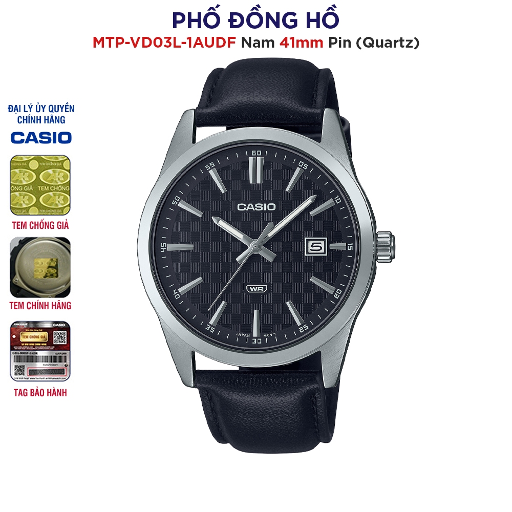 Đồng hồ nam dây da Casio Anh Khuê MTP-VD03L-1AUDF chính hãng