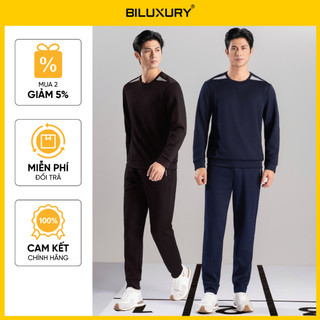   SẴN HÀNG  Bộ Nỉ Nam Thu Đông 9ANOT002-9QNIT002 BILUXURY Họa Tiết Kẻ Thời Trang Chất Vải Giữ Ấm 