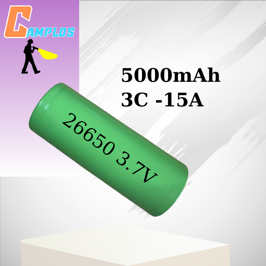 Pin 26650 3.7V dành cho đèn pin siêu sáng pin sạc lại kích thước 26650 dung lượng 5000mAh xả 15a