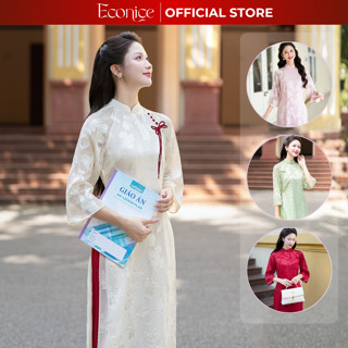  Áo dài tết cách tân cho nữ áo dài nữ vải tơ trơn óng ánh mềm min mát Econice 2025 