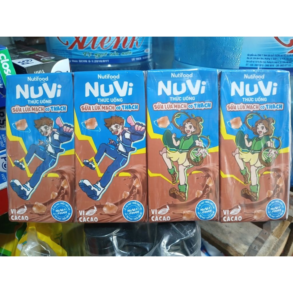 Sữa Lúa Mạch Thạch Cacao NUVI 170ml 1 lốc 4 hộp