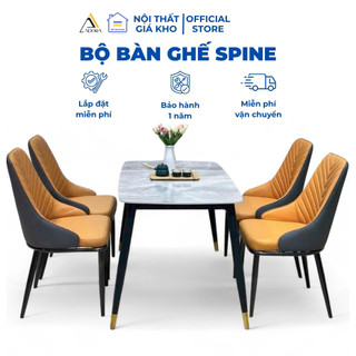  Bàn Ăn Adora Mặt Đá Ceramic Bóng kèm 4 6 8 Ghế Spine Hiện Đại 