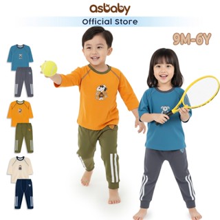 Bộ áo lửng quần dài em bé asbaby PALS chất liệu poly co giãn cho bé trai, bé gái size 9 tháng đến 6 tuổi
