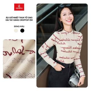   Xả kho Áo giữ nhiệt nữ CARDINA thun tổ ong kiểu dáng croptop dài tay 5AHF06 