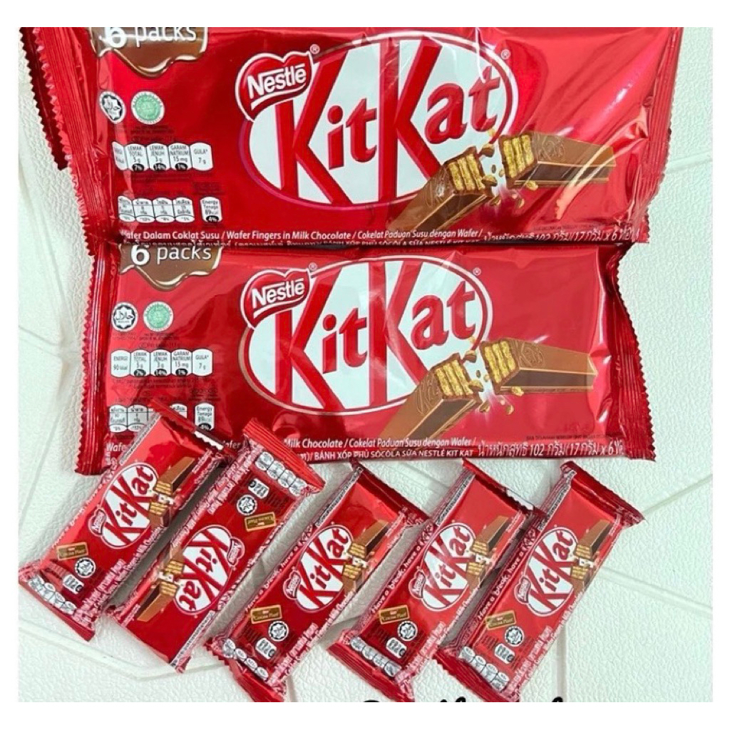 KitKat Socola Nestle 17g,6 thanh Bánh Xốp Phủ Socola Sữa Nestle Kitkat 102g (6 thanh x 17g)