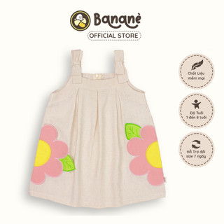  Váy hai dây thêu hoa bé gái Bananè Kids đầm sát nách vải linen mềm mại thoáng mát váy thiết kế -D09B 