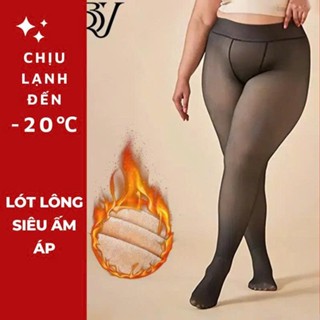   40-80KG  T027 Quần tất BIGSIZE 3D lót lông dày siêu co giãn giữ nhiệt chịu lạnh đến dưới -10 độ,Quần Tất 3D BIGSIZE nữ 