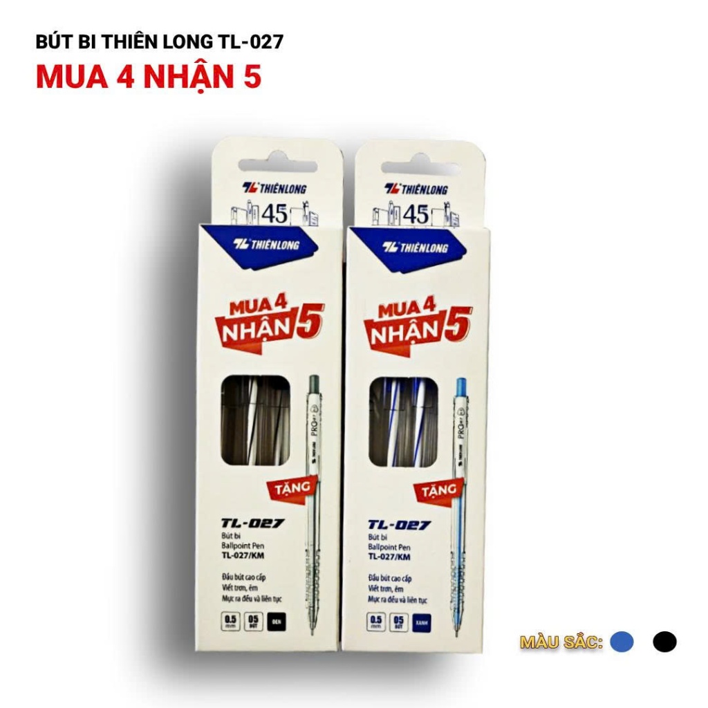 TL-027 (mực xanh) - [MUA 4 NHẬN 5] Combo Bút bi Thiên Long TL-027 (mực xanh)