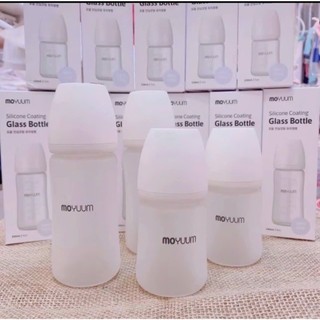 [ Deal hời ] combo 2 bình sữa moym thủy tinh tráng silicon siêu nhẹ Hàn Quốc 150ml và 240ml cao cấp tặng kèm khăn sữa
