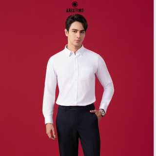 Áo sơ mi nam dài tay ARISTINO màu trắng đơn giản, thanh lịch, phom Regular fit dễ mặc  - ALSR25