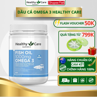  Dầu cá Omega 3 Healthy Care Fish Oil 1000mg hỗ trợ mắt sáng tốt cho tim mạch lọ 400 viên 