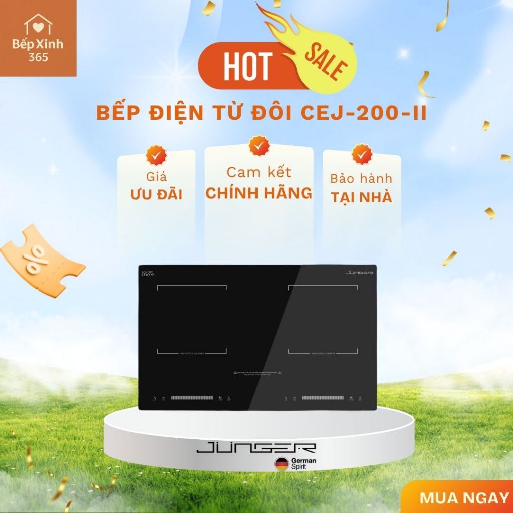 Bếp điện từ đôi Junger CEJ-200-II - Tặng Bộ Nồi Inox 7 Món Junger CWJ_070