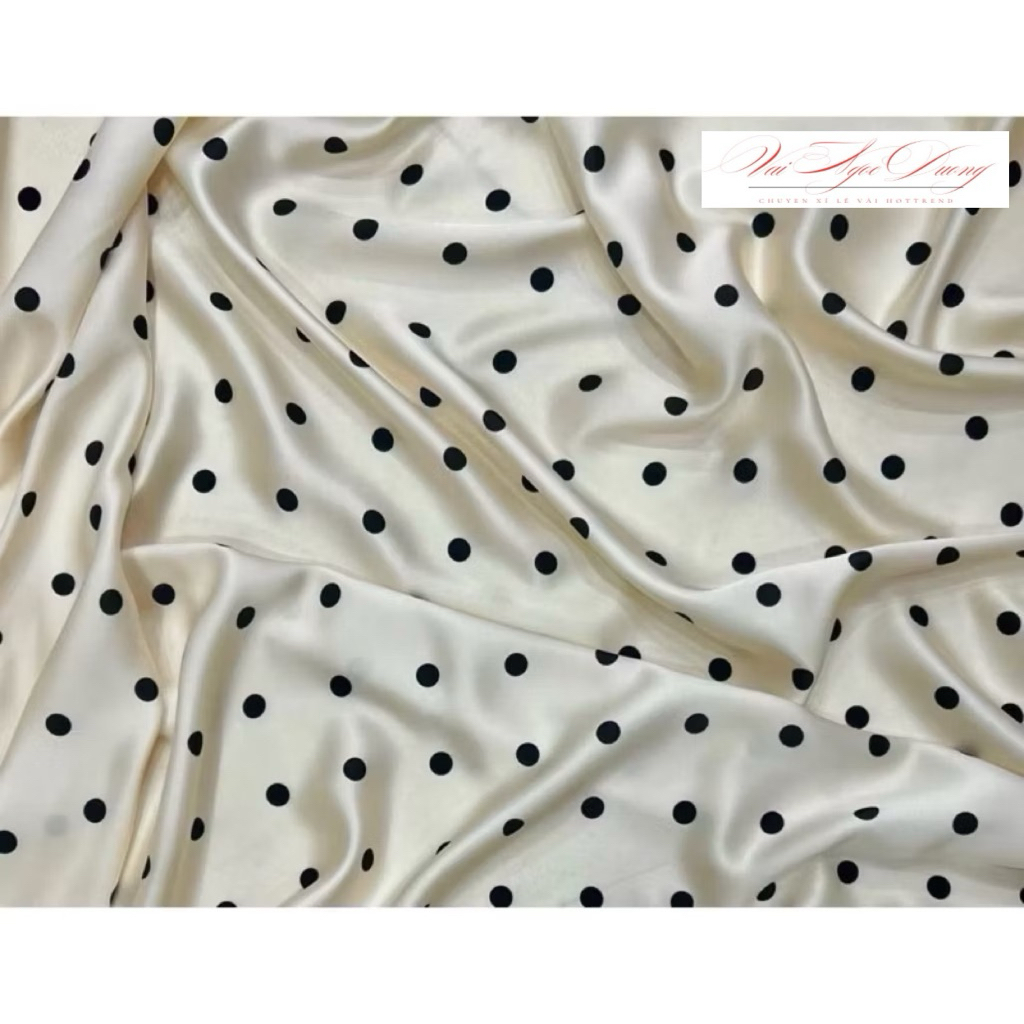 Vải Lụa Satin chấm bi