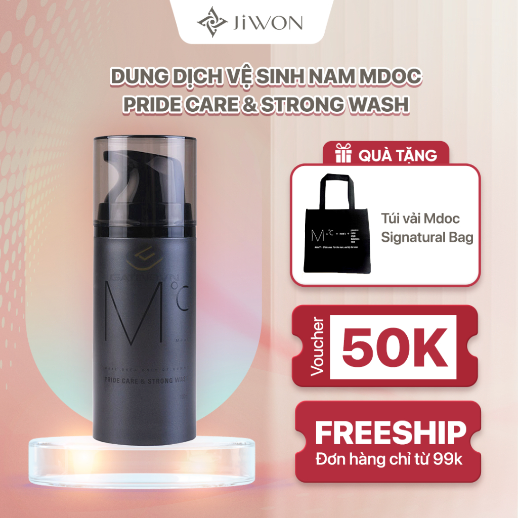 Dung Dịch Vệ Sinh Nam Pride Care Strong Wash MdoC 100ml  Quà tặng  Túi vải Mdoc Signatural Bag
