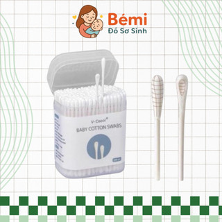 Tăm Bông Thân Giấy Vcoool 200 Chiếc – 2 Đầu Mềm Mại, An Toàn Cho Bé Và Cả Gia Đình - Bémi Đồ Sơ Sinh