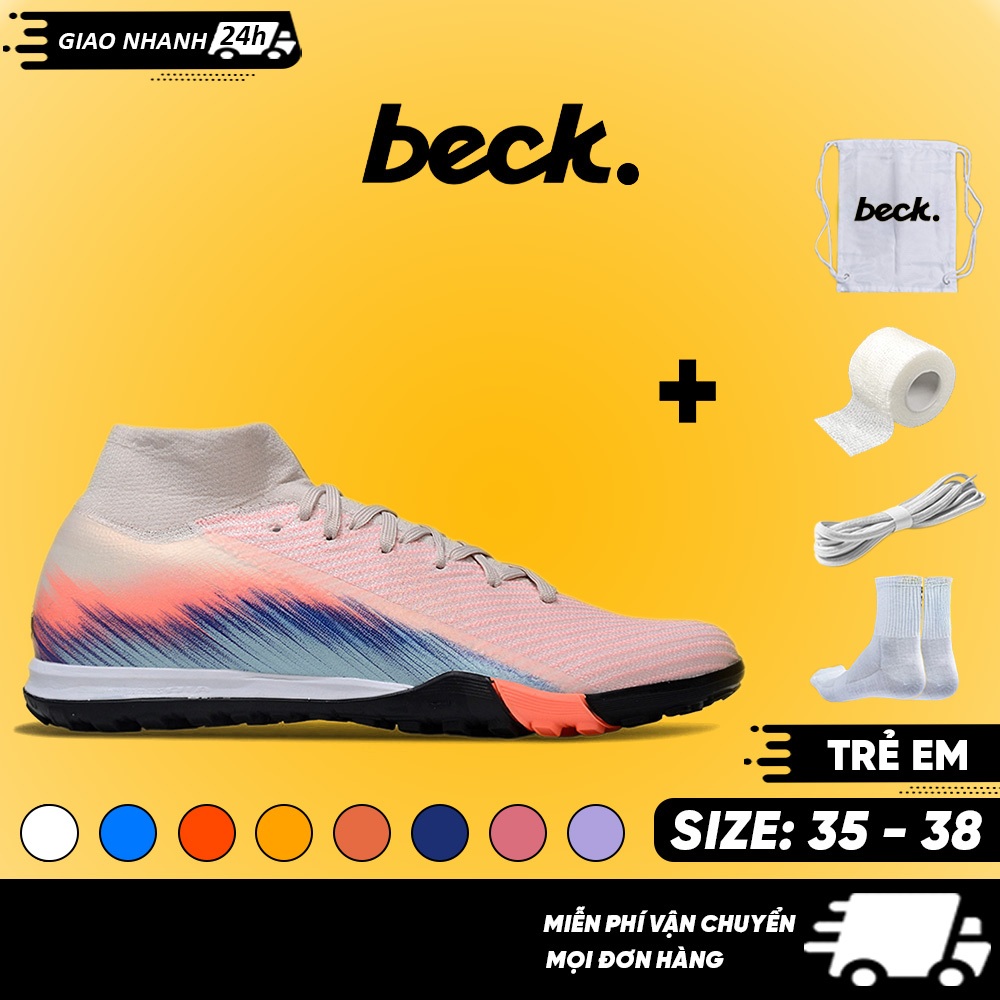  Giày Bóng Đá Trẻ Em Sup'erfly 10 Elite Cổ Cao BECK Đế Đinh TF Bám Sân Các Màu Sắc Sân Cỏ Nhân Tạo 