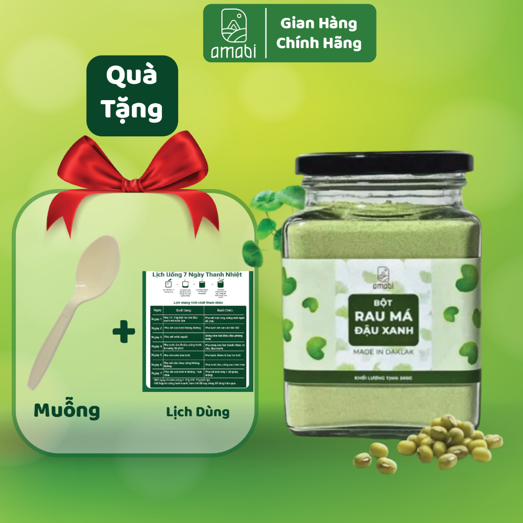 Rau má đậu xanh OGANIC amabi,Bột rau má nguyên chất thanh nhiệt,giải độc,mát gan 100%natural