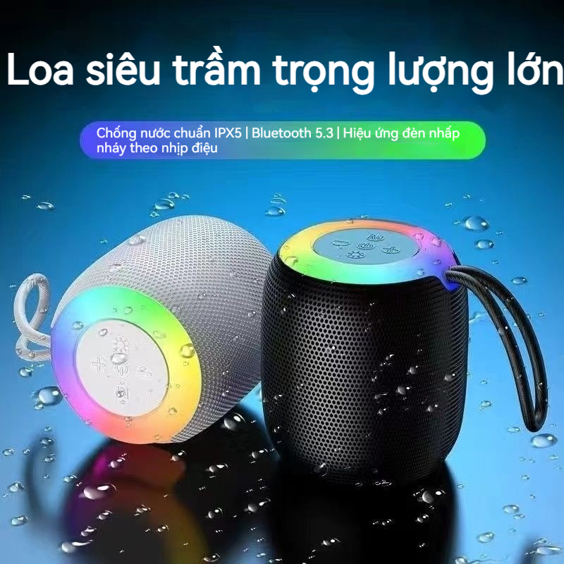 Loa Bluetooth Mini Bass Chất Lượng Vải - Đèn Ngủ RGB 7 Màu, Chống Thấm Nước Dài Đi Ngoài Trời, Bảo Hành 12 Tháng