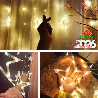 Dây Đèn Led Nháy Trang Trí 3M Thả Rủ Ngôi Sao, Màn Thả Đèn Trang Trí Trong Nhà Ngoài Trời Cửa Sổ
