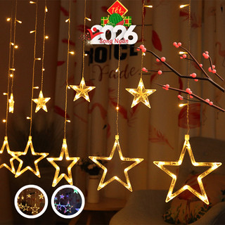 Dây Đèn Led Nháy Trang Trí 3M Thả Rủ Ngôi Sao, Màn Thả Đèn Trang Trí Trong Nhà Ngoài Trời Cửa Sổ
