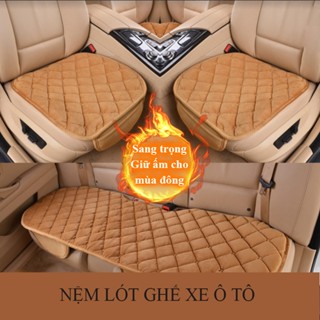  Đệm lót ghế xe ô tô COACE Bộ miếng lót ghế ngồi xe hơi cao cấp vải lông nhân tạo chống trượt có túi đựng đồ tiện lợi 