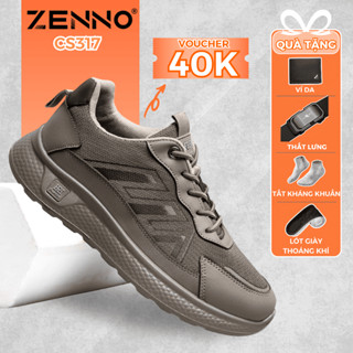  Giày Sneaker Thể Thao Nam ZENNO CS317 Da Cao Cấp Đế Cao Su Nguyên Khối Êm Hỗ Trợ Tăng Chiều Cao 