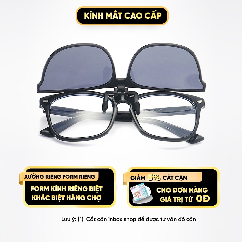 Tròng kính râm di động dạng kẹp nhựa TR90 chống tia UV chống loá tháo lắp dễ dàng PK02