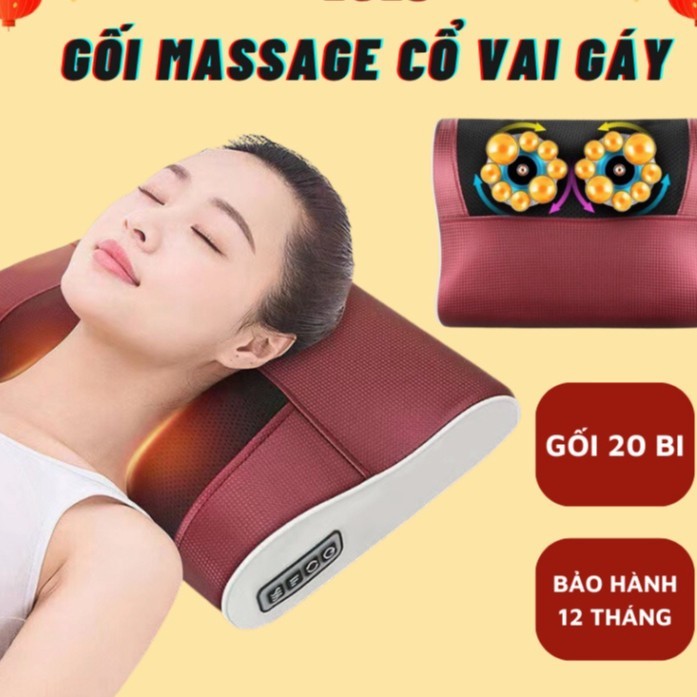 Gối Massage Cổ Vai Gáy Máy Masage Hồng Ngoại Midosu 20 Bi Hỗ Trợ Mát Xa Toàn Thân Hiệu Quả SP01