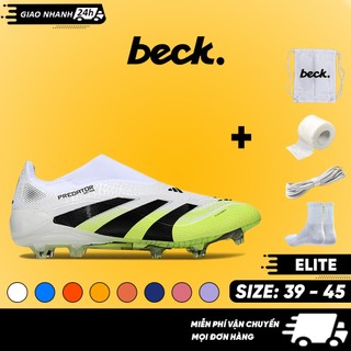  Giày Bóng Đá Pre'dator 25 Elite Laceless Không Dây  Đế Đinh FG Bám Sân Các Màu Sắc Sân Cỏ Tự Nhiên 