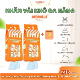  Khăn vải khô đa năng Momoji bịch 216 tờ dạng rút treo tường an toàn tiện lợi cho mẹ bé và cả gia đình 