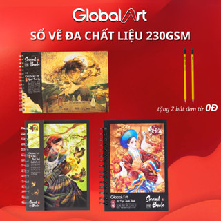  Sổ Vẽ Đa Chất Liệu Global Art 230GSM Sketchbook A4 A5 30 Tờ Phác Thảo Vẽ Màu Nước Giấy Dày 