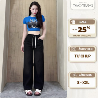   Q08  Quần Ống Rộng Nữ Quần Jean Nữ Dáng Suông Ống Đứng Chất Denim Dày Dặn Đứng Form Không Nhăn Không Phai 