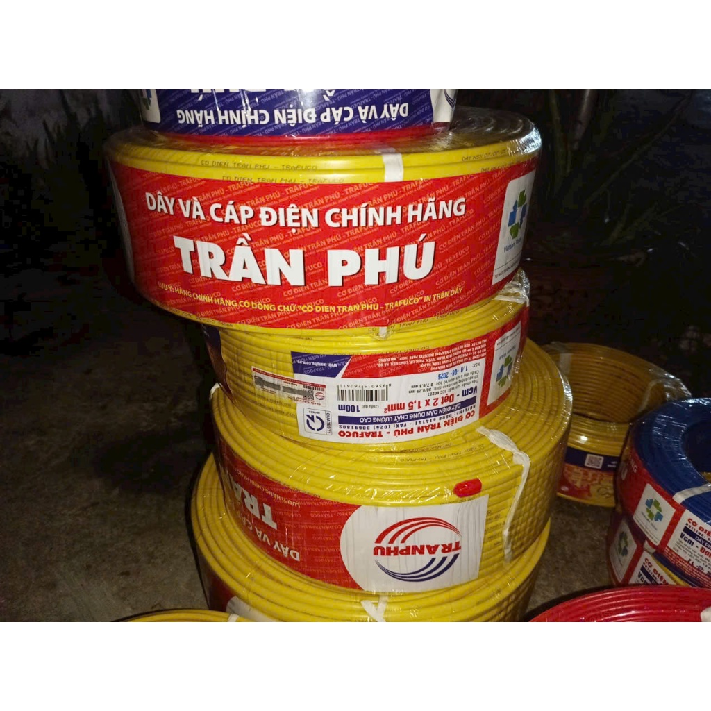 Dây Điện TRần Phú dẹt 2x1 màu vàng