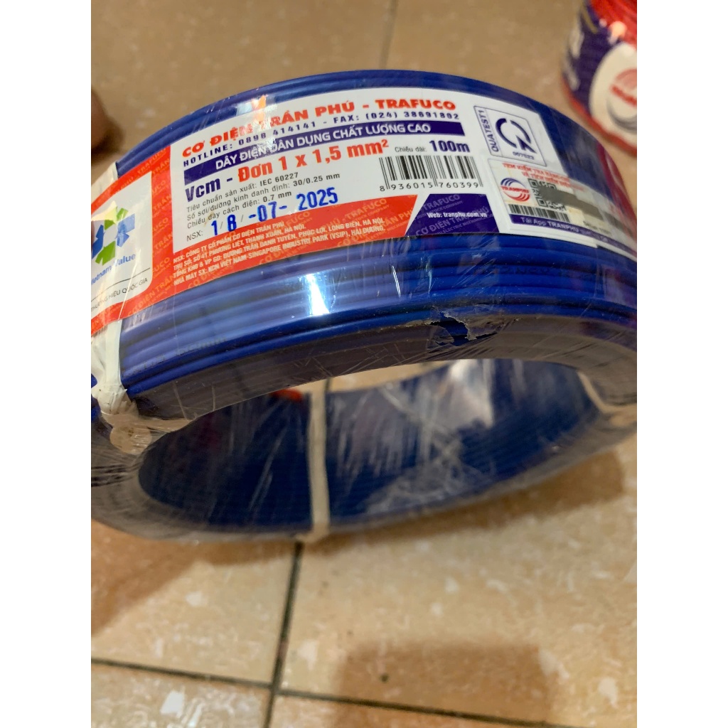 Trần Phú dây điện 1x1.5 xanh