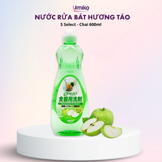  Nước rửa chén bát hương táo S Select Nhật Bản an toàn cho da tay đậm đặc chai 600ml - Umiko 